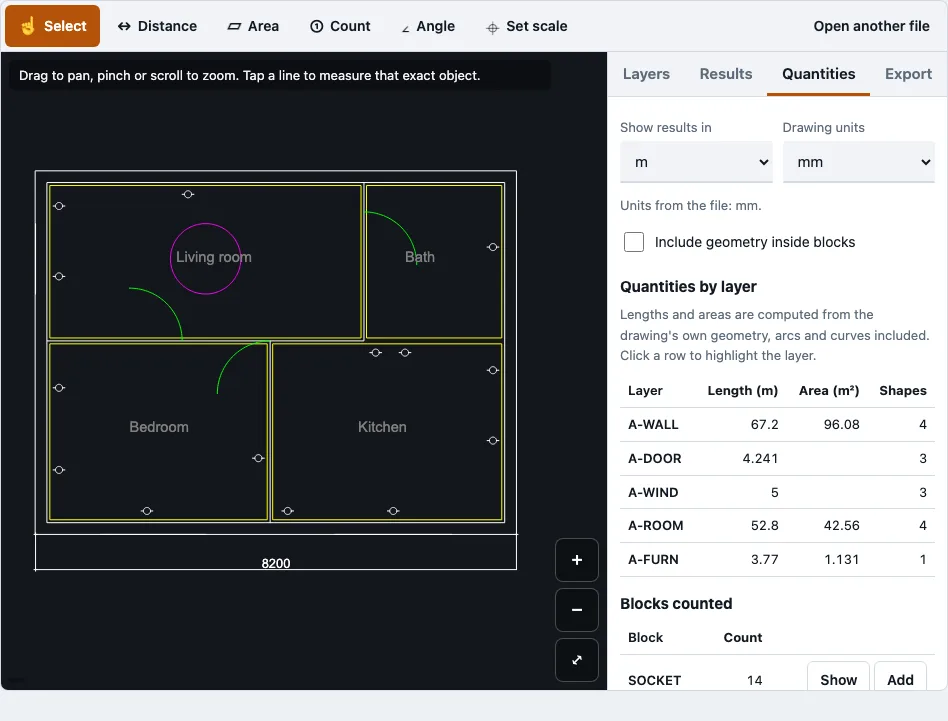 Construction takeoff software example
