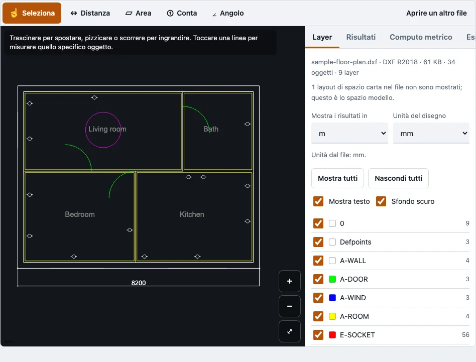 Aprire file DWG example