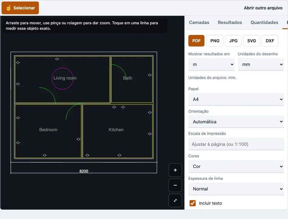 Converter DWG para PDF example